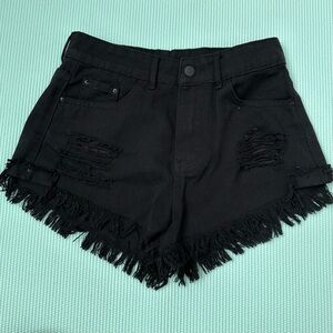SHEIN Black Distressed Jean Shorts. Size Small